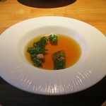 京都 中勢以 月 - 肉を待つセットのスープ