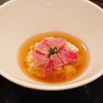 梅田お初天神大人の神戸牛焼肉 - 最後にさっぱり牛だし茶漬け