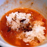 らぁ麺 汁八番 - 焦がしチーズのトマトつけ麺（〆のリゾット）