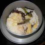 お宿 ながお - 堅いごはん好きのあちもちょっぴりかたかったかも・・って思った炊き込みご飯