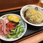 日高屋 - 黒酢しょうゆ冷し麺530円+生ビール290円(期間限定通常は330円)