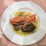 Bistro Cinq5 - ランチ魚料理（メバルとサーモンのムニエルあさつきバターソース）980円