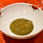 てんぷら 深町 - 鮑：肝ソースで。