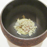 イル プレージョ - ヒヨコ豆のピュレときな粉　甘海老・セージオイル