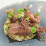 イル プレージョ - オルツォット　蛍烏賊・いぶりがっこ・マジョラム・アーティチョークのピュレ