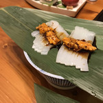 藤吉郎 - イカ刺し雲丹乗せ