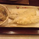 いろりやまんま - 日替わりおかず　キスの若干し天ぷらと白菜の煮物