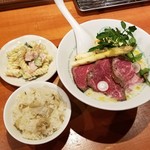 麺屋 六感堂 - 冷製ホワイトスパラ（和牛ローストビーフ添え）＋チャコ飯＆マカロニサラダ