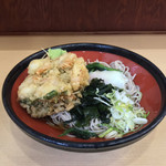 そばの神田 東一屋 - アサソバビンボー！  
      冷やし朝そば＋えびかき揚げ！