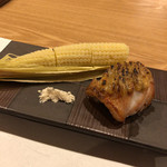 小料理なごみ - ヤングコーン　キンキのフキ味噌焼き