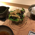 天ぷらあら木 - 白エビサラダ仕立て