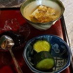 お食事処 和 - キュウリのからし漬け+冷奴