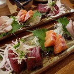 あずまし亭 - お刺身三種2019.05.17