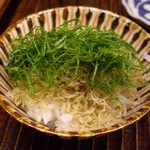 竹屋町 三多 - じゃこたっぷり+大場載せご飯.JPG