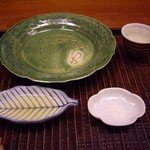 竹屋町 三多 - 蟹の取り皿　左下お出汁と酢橘　右下塩.JPG