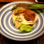 竹屋町 三多 - 内子+外子　脚の肉も甲羅に詰めてある.JPG