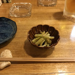 居酒屋山さん - お通し ウドの酢味噌和え