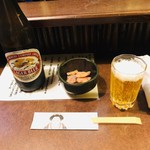 おかめ - 付きだし＆キリンラガービール