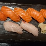 竹鮨 - 娘のサーモンとハマチ
