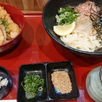 うどん居酒屋 海士麺蔵 - 上天丼とミニうどん(冷)