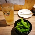 おもて家 - セット　ハイボールと枝豆