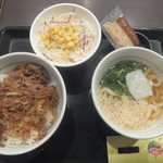 なか卯 - 和風牛丼380円＆サラダ100円＆小うどん200円(うどんはクーポンで無料)(2019.4.26)