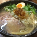 布施 細見商店 - 冷やしラーメン（海老塩）（味玉付き）（￥800）
