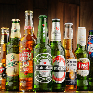 ドリンクは種類豊富でお安くご提供！世界のビールもご用意◎