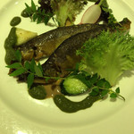 マッシュルーム - 天然鮎のコンフィ 木の芽ソース