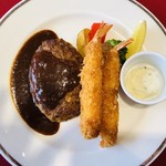 オークラカフェ&レストラン メディコ - ハンバーグ海老フライ添え1850円
