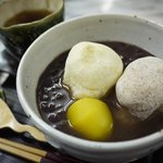 茶遊亭 - 冬季限定「玄米もちぜんざい」（￥７５０）ほうじ茶付