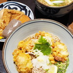oriyakisobaodenkazushige - 鳥天おろしぶっかけ蕎麦、おでん5種盛り合せ、鳥南蛮蕎麦