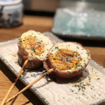 焼き鳥 マルコ - 半熟玉子のベーコンエッグ