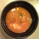 つけ麺 五ノ神製作所 - 海老トマトつけ麺(270g) 850円 のスープ割り