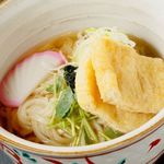 Warm soba or udon noodles with rich bonito soup