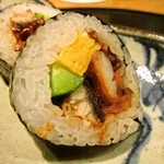 炭焼き かどた/お料理すゞ㐂 - アナゴやエビをまいてあります。