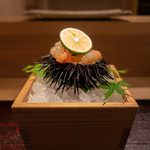 東麻布 天本 - 雲丹+ボタンエビ