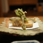 霞庭 まつばら - こしあぶら、なす、稚鮎てんぷら、里芋唐揚げ