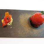 ラ メゾン ドゥ グラシアニ - 淡路島のミディトマトとコンフィチュールとフォアグラの一皿