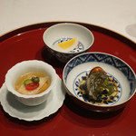 飄香 - 蒸し茄子ピータン、似せ卵、冠地鶏山菜スープ