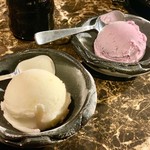 焼肉 炎焚 - 紫芋アイス、ヘベスシャーベット