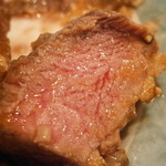 メゾン・カシュカシュ - 相方のメイン　鴨胸肉のローストとフォアグラのリゾットの盛り合わせ　鴨肉断面アップ