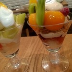 Afternoon Tea TEAROOM - メロンとミルク杏仁のパフェ＆贅沢カフェ ハーゲンダッツ紅茶ラテと4種フルーツセット