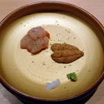 鮨 さかい - ボタン海老と唐津の赤ウニ