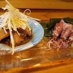 鮨大前 - 胡麻鯖とホタルイカ