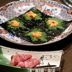 焼肉 大河 - ローストビーフとも三角と雲丹