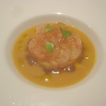 ル・ヴァンキャトル - 牡丹海老？、ボルドー産ホワイトアスパラ　ガスパチョ