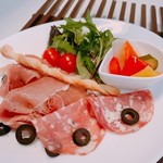 Carefully selected prosciutto & salami with marinated colorful vegetables