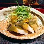 日本料理 晴山 - 鮑に肝を使った稲庭うどん