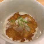 割烹 一楓 - 湯葉、バイ貝、ジュレ 湯葉がとろとろ。バイ貝が新鮮。出汁のジュレがかかっていて、とても好み。